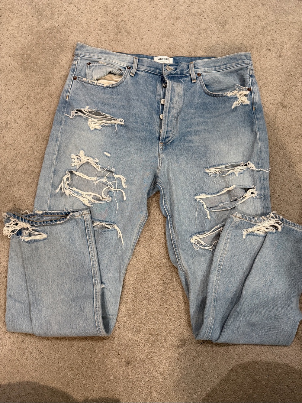 Agolde Light Wash Distressed Relaxed Jeans